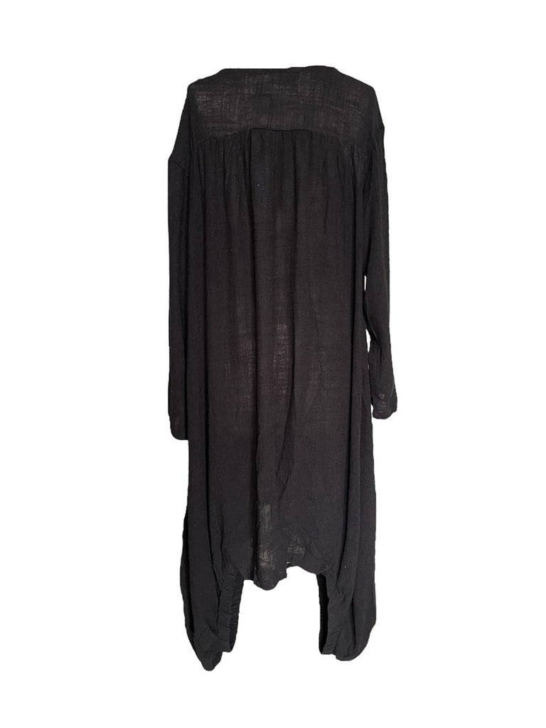 WDTS Aisha Long Dress in Linen - Black