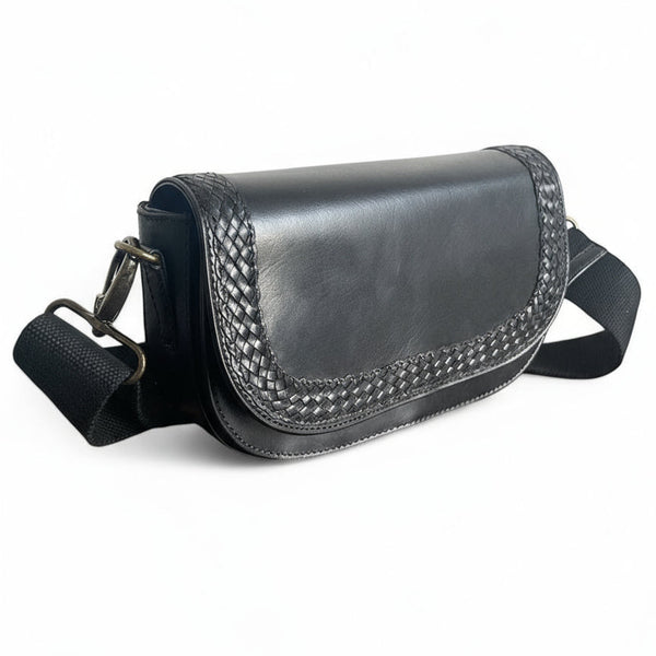 Lena Leather Clutch -  Black
