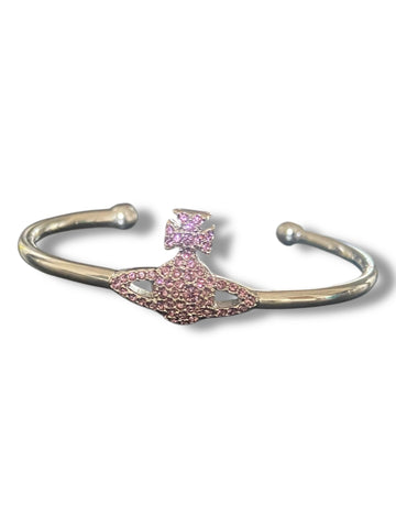 Vivienne Westwood Grace Bas Relief Open Bangle - Platinum / Light Amethyst