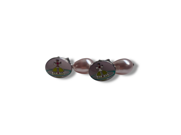 Vivienne Westwood Loelia Earrings- Gold Milky Pink