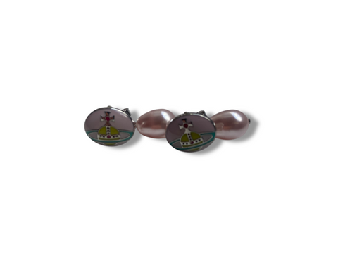 Vivienne Westwood Loelia Earrings- Gold Milky Pink