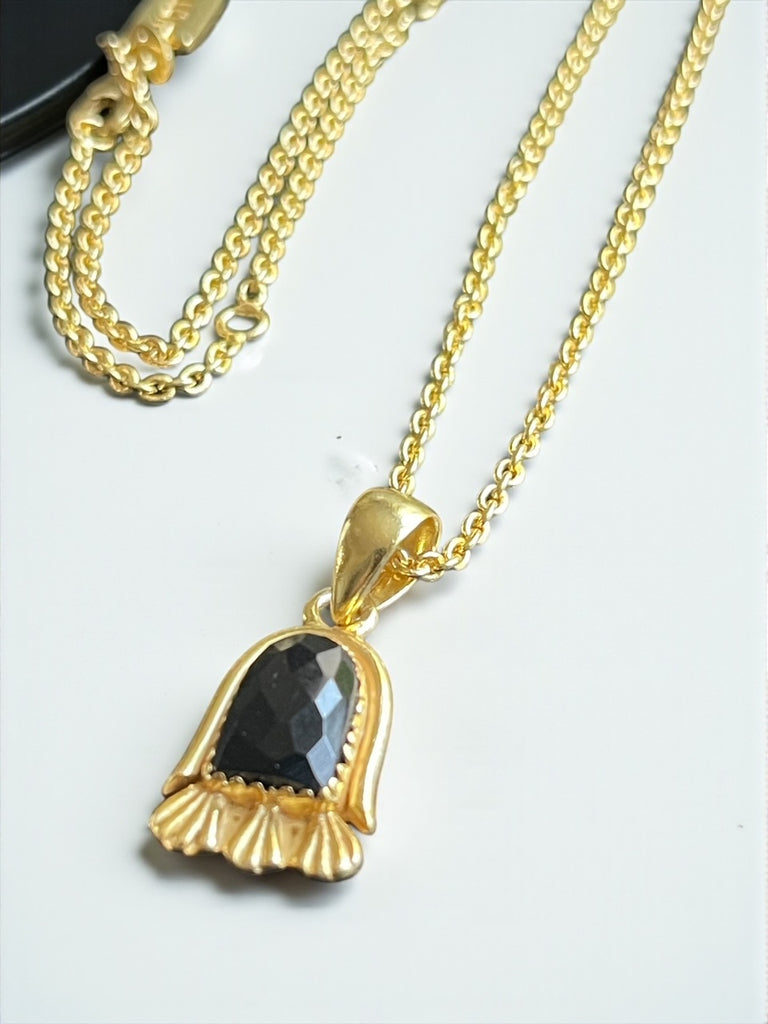 Kara gold plated necklace with black onyx stone