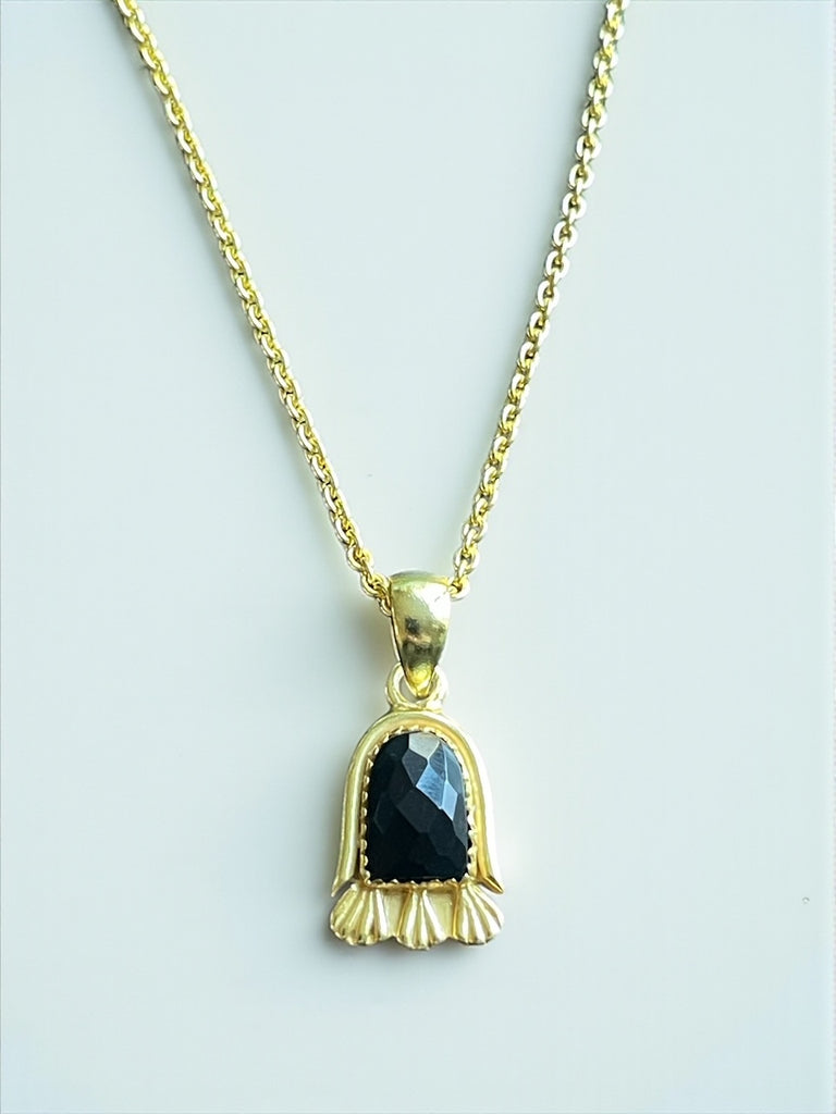 Kara gold plated necklace with black onyx stone