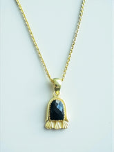 Kara gold plated necklace with black onyx stone