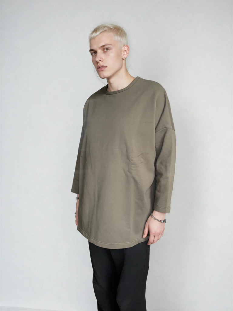 WDTS Asymmetric Heavy Jersey Heron Top Olive