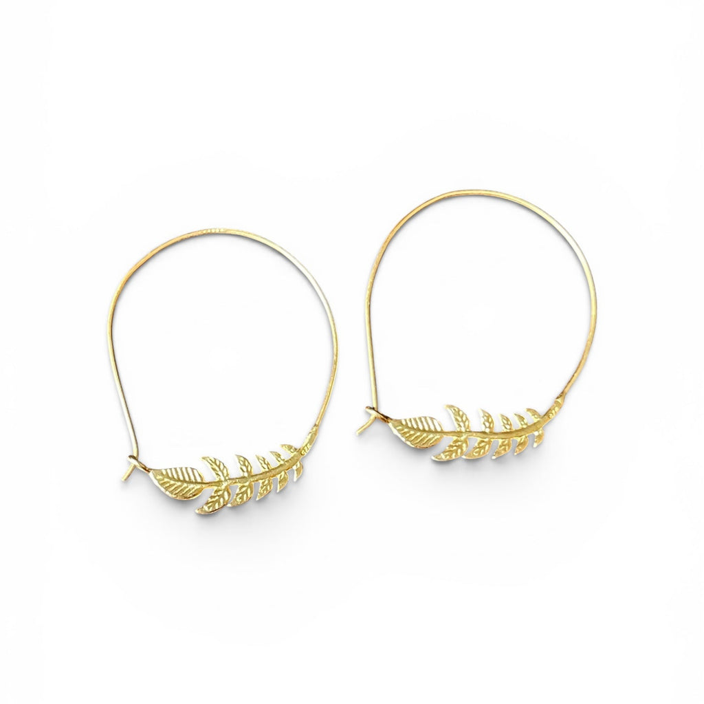 Leafy branch hoop - gold plated