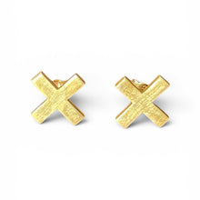 925 Brushed Gold plated X Studs