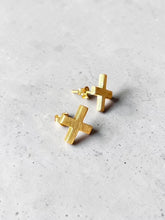925 Brushed Gold plated X Studs