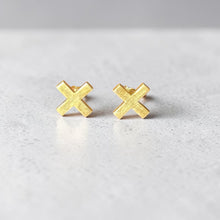925 Brushed Gold plated X Studs