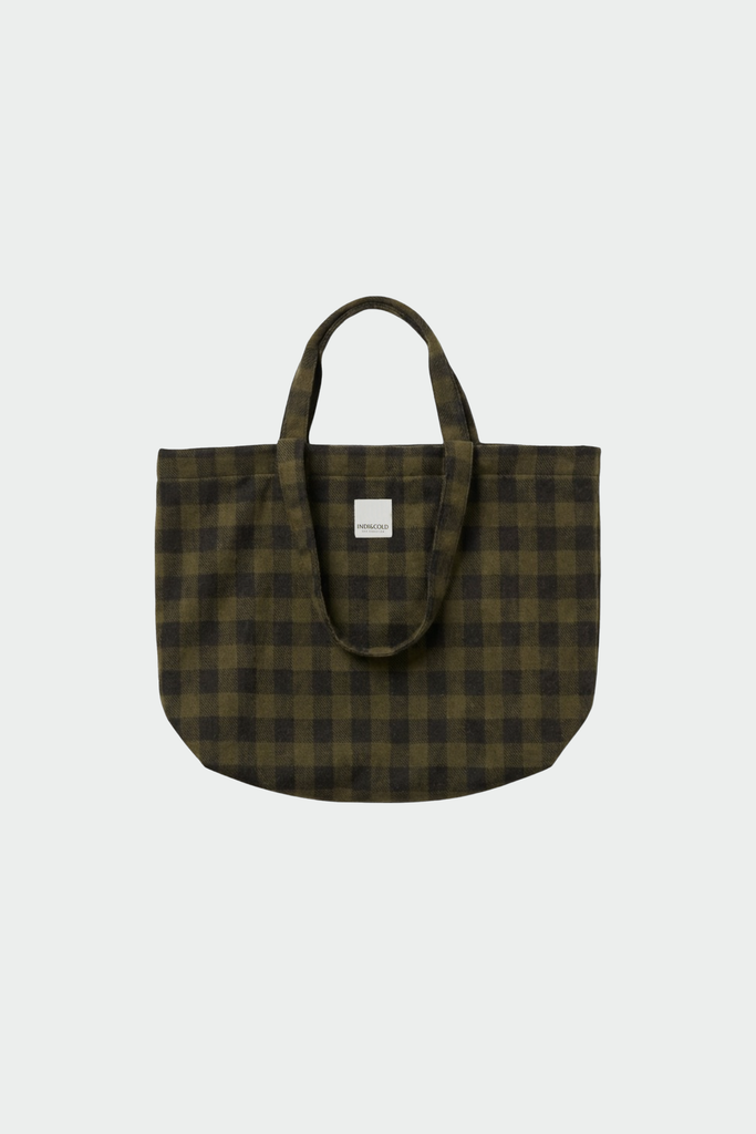 INDI&COLD AW26 PLAID SHOPPER MILITARY GREEN