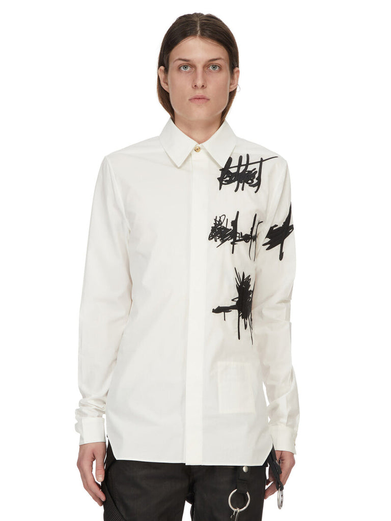 RICK OWENS SS26 TEMPLE EMBROIDERED WOVEN SHIRT