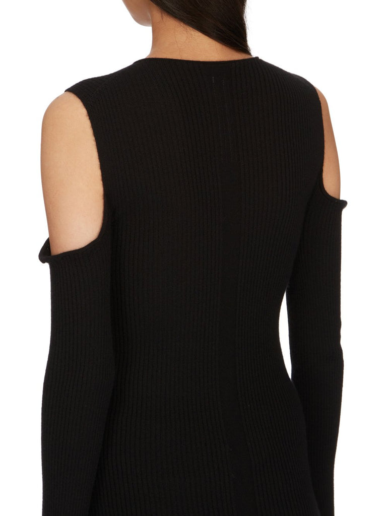 RICK OWENS SS24 LIDO CAPE SLEEVE KNIT IN BLACK LIGHTWEIGHT RIBBED KNIT