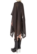 RICK OWENS SS24 LIDO SL PONCHO FLIGHT IN BLACK WASHED SILK HABOTAI