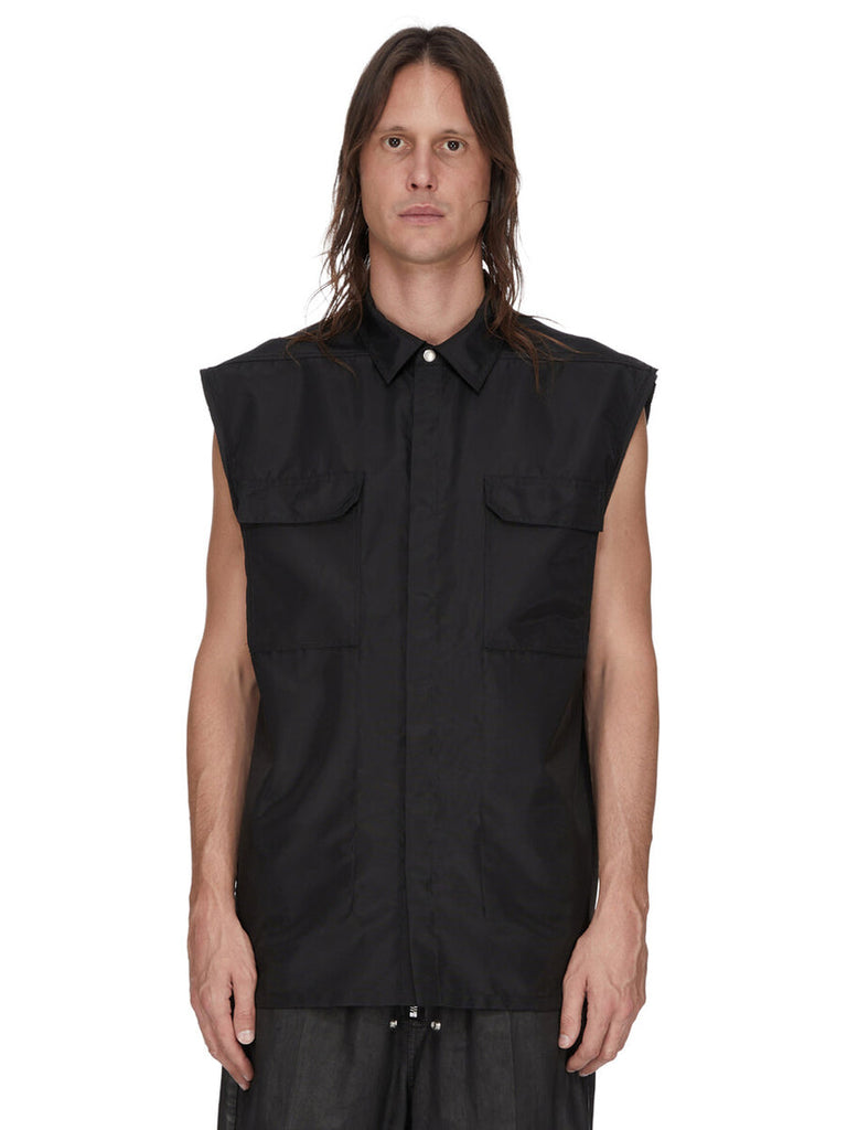 RICK OWENS SS26 JUMBO SL SLEEVELESS OUTERSHIRT - BLACK
