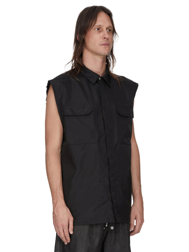 RICK OWENS SS26 JUMBO SL SLEEVELESS OUTERSHIRT - BLACK