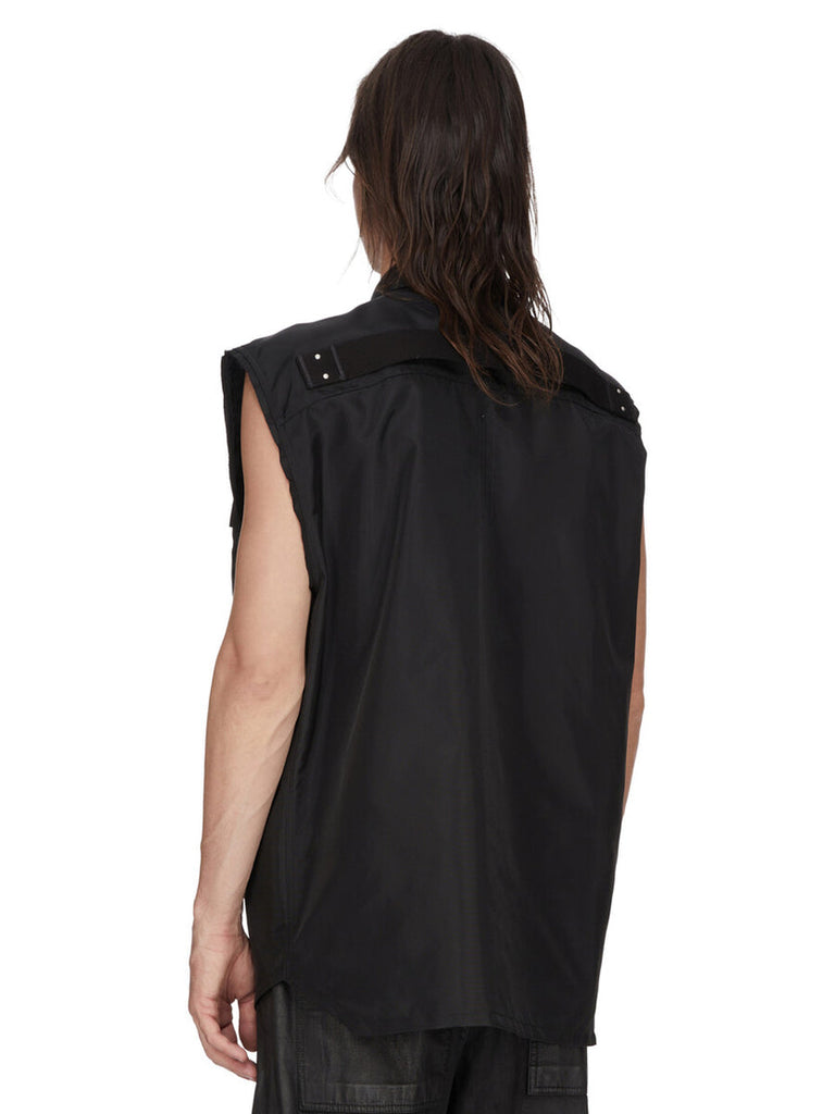 RICK OWENS SS26 JUMBO SL SLEEVELESS OUTERSHIRT - BLACK