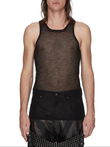 RICK OWENS SS26 TEMPLE KNIT TANK BLACK
