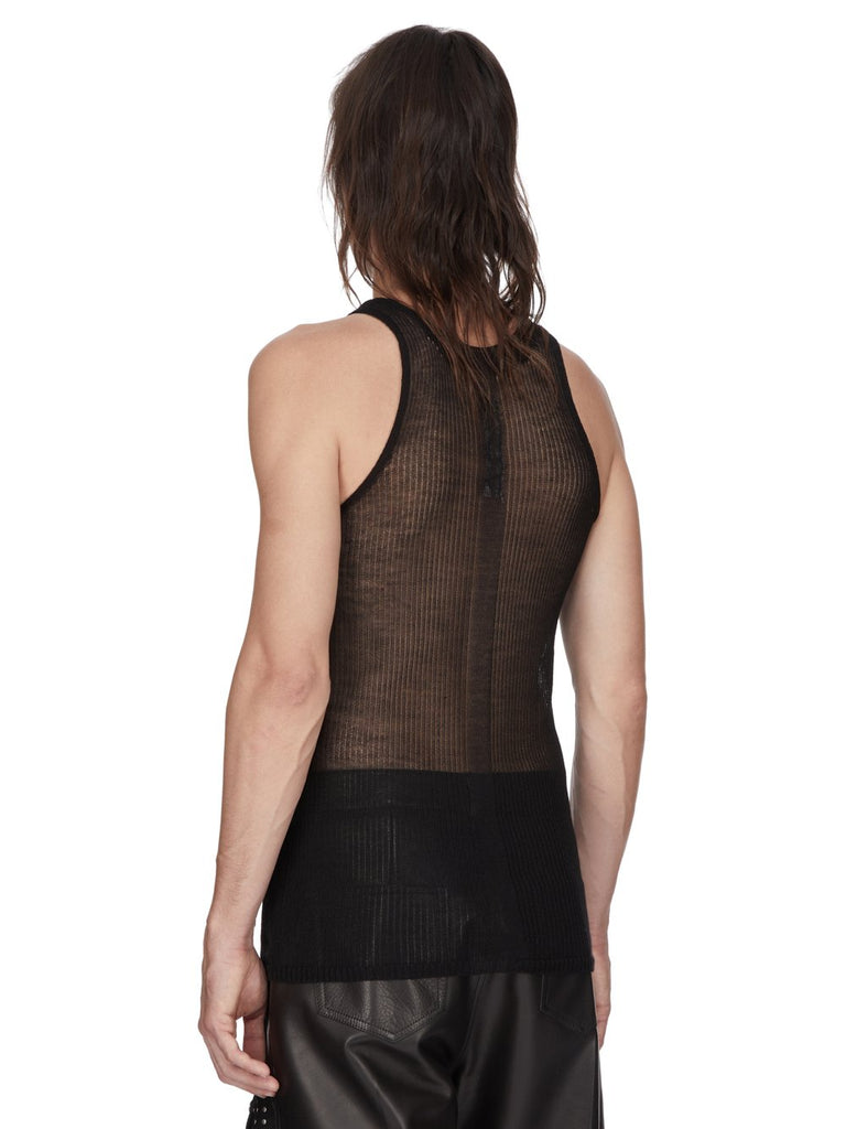 RICK OWENS SS26 TEMPLE KNIT TANK BLACK