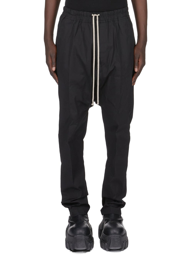 Rick Owens SS26 TEMPLE DRAWSTRING LONG IN BLACK HEAVY POPLIN
