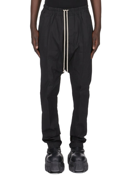 Rick Owens SS26 TEMPLE DRAWSTRING LONG IN BLACK HEAVY POPLIN