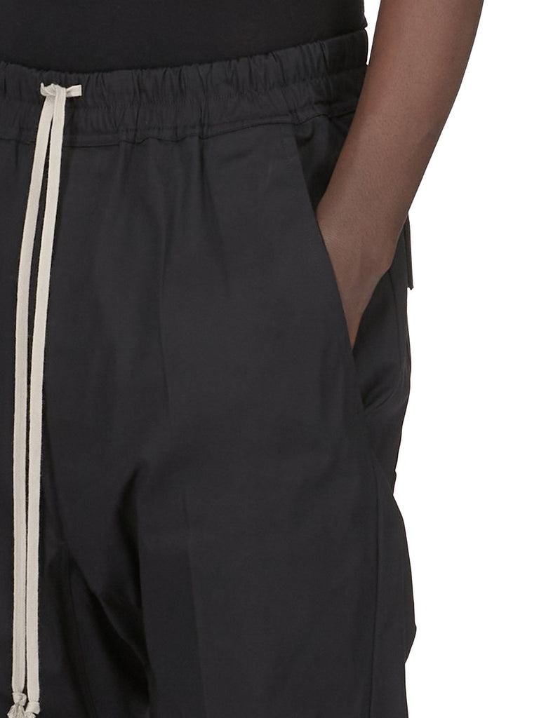 Rick Owens SS26 TEMPLE DRAWSTRING LONG IN BLACK HEAVY POPLIN