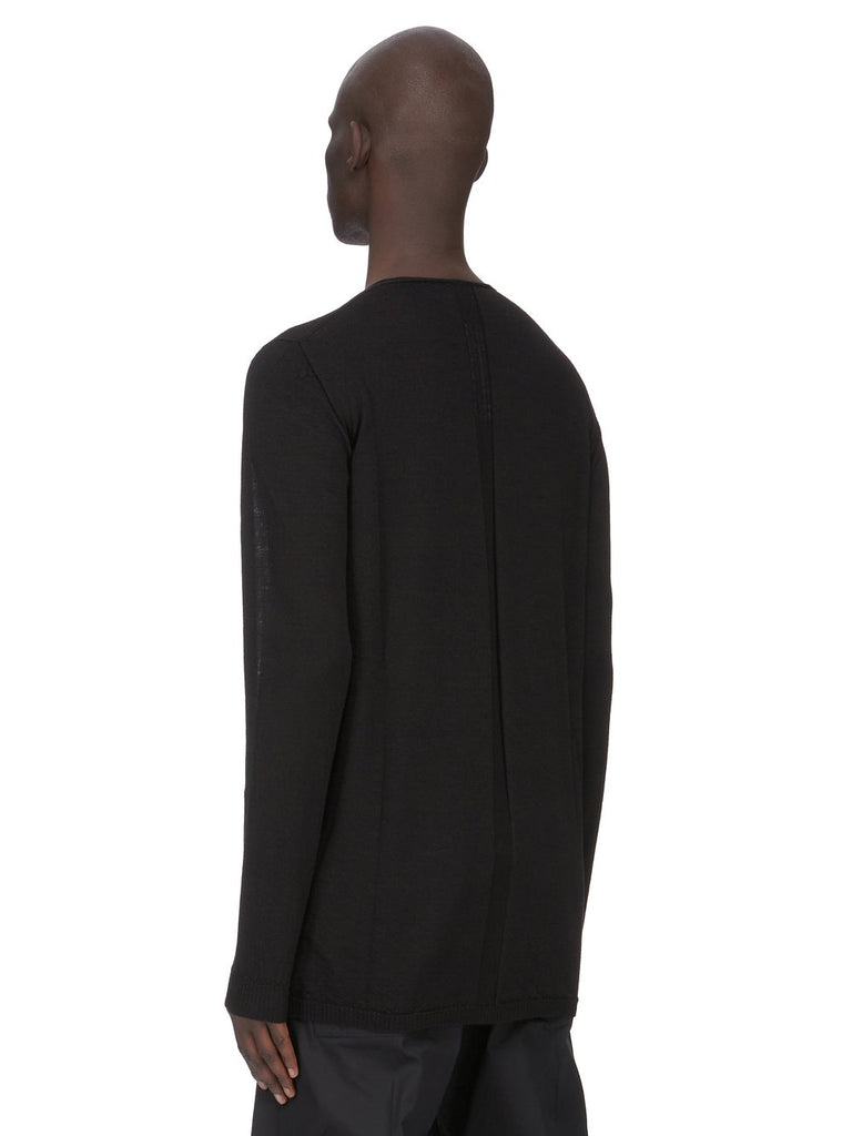 RICK OWENS SS26 TEMPLE OVERSIZE EXTREME V NECK IN BLACK LIGHTWEIGHT RASATO KNIT