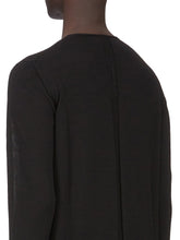RICK OWENS SS26 TEMPLE OVERSIZE EXTREME V NECK IN BLACK LIGHTWEIGHT RASATO KNIT