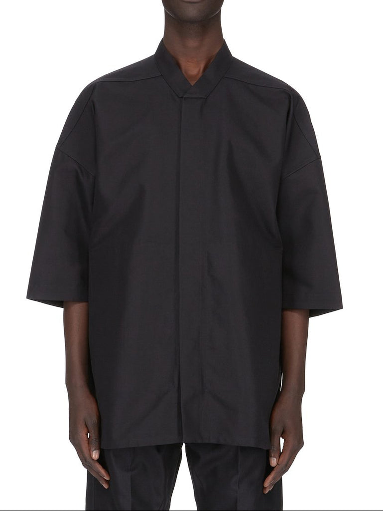 RICK OWENS SS26 TEMPLE SS JUMBO FAUN SHIRT IN BLACK CORDURA COTTON