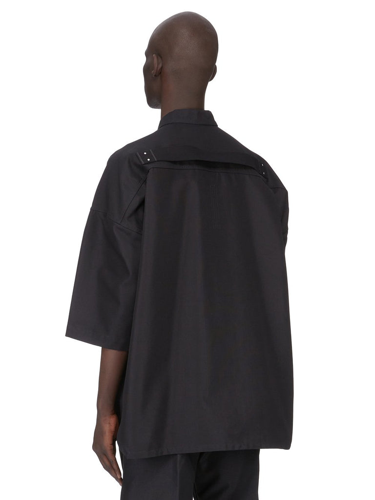 RICK OWENS SS26 TEMPLE SS JUMBO FAUN SHIRT IN BLACK CORDURA COTTON