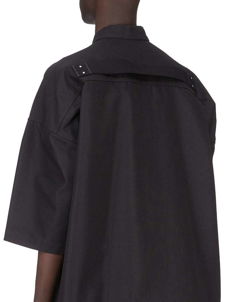 RICK OWENS SS26 TEMPLE SS JUMBO FAUN SHIRT IN BLACK CORDURA COTTON