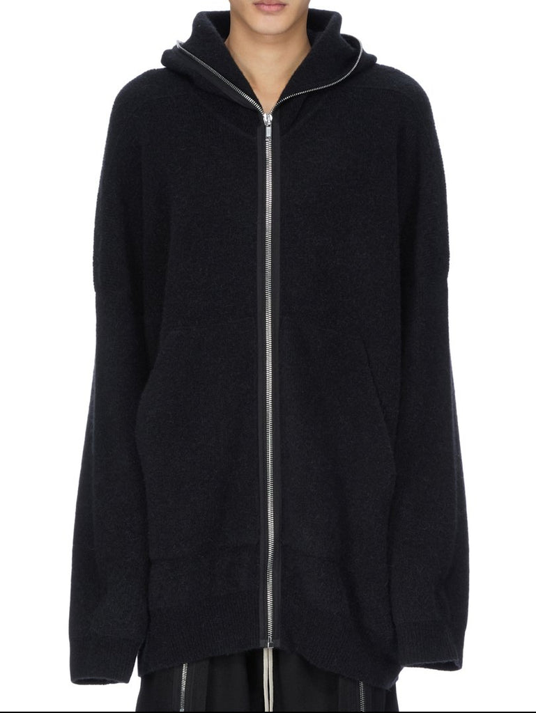 RICK OWENS FW25 CONCORDIANS GIMP HOODIE OVERSIZE IN BLACK ALPACA KNIT