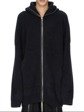 RICK OWENS FW25 CONCORDIANS GIMP HOODIE OVERSIZE IN BLACK ALPACA KNIT