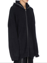 RICK OWENS FW25 CONCORDIANS GIMP HOODIE OVERSIZE IN BLACK ALPACA KNIT