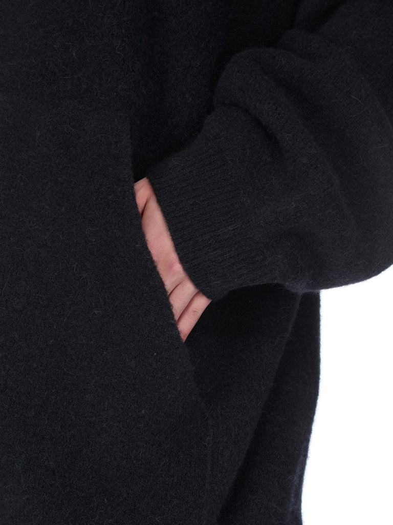 RICK OWENS FW25 CONCORDIANS GIMP HOODIE OVERSIZE IN BLACK ALPACA KNIT