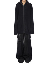RICK OWENS FW25 CONCORDIANS GIMP HOODIE OVERSIZE IN BLACK ALPACA KNIT