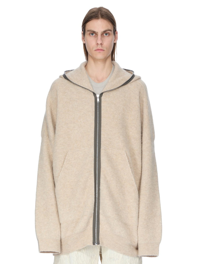 RICK OWENS FW25 CONCORDIANS GIMP HOODIE OVERSIZE IN BLACK ALPACA KNIT