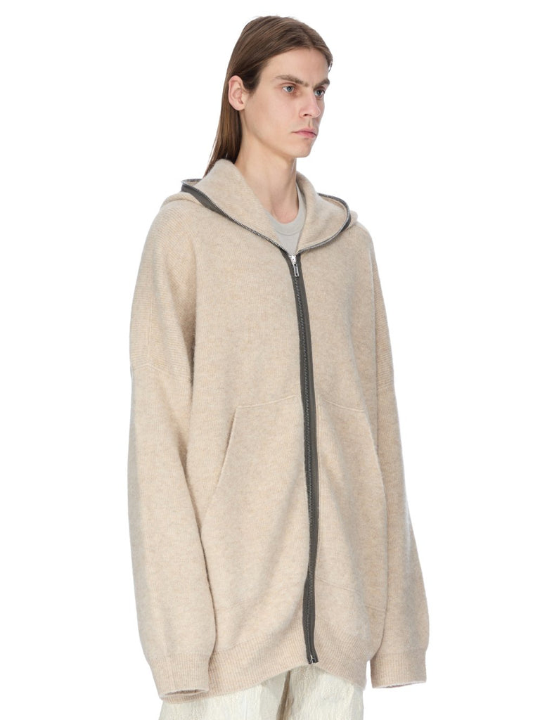 RICK OWENS FW25 CONCORDIANS GIMP HOODIE OVERSIZE IN BLACK ALPACA KNIT