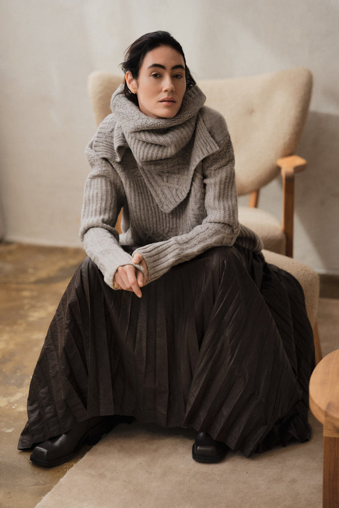 Rabens Saloner Patchwork knit neck warmer Tamy
