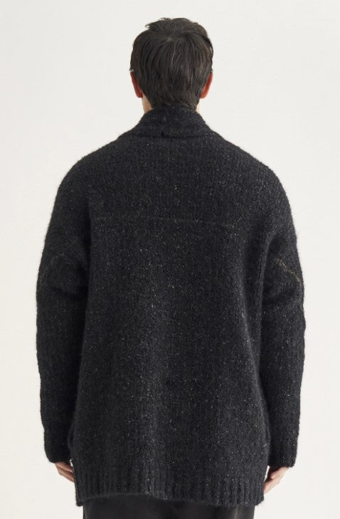 Transit Mens Wool and linen oversize cardigan knit