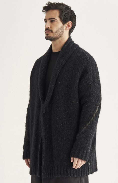 Transit Mens Wool and linen oversize cardigan knit