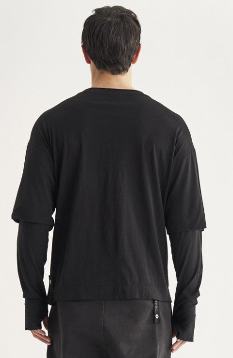 Transit Mens Cotton jersey oversize t-shirt with double sleeve