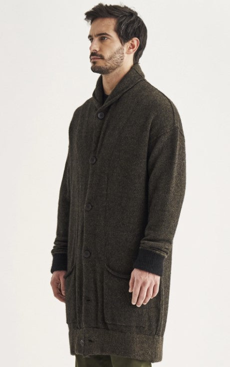 Transit Mens Wool and linen oversize cardigan knit