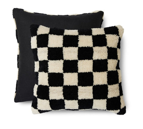 Woolen cushion black and white statement (50x50cm) TKU2165