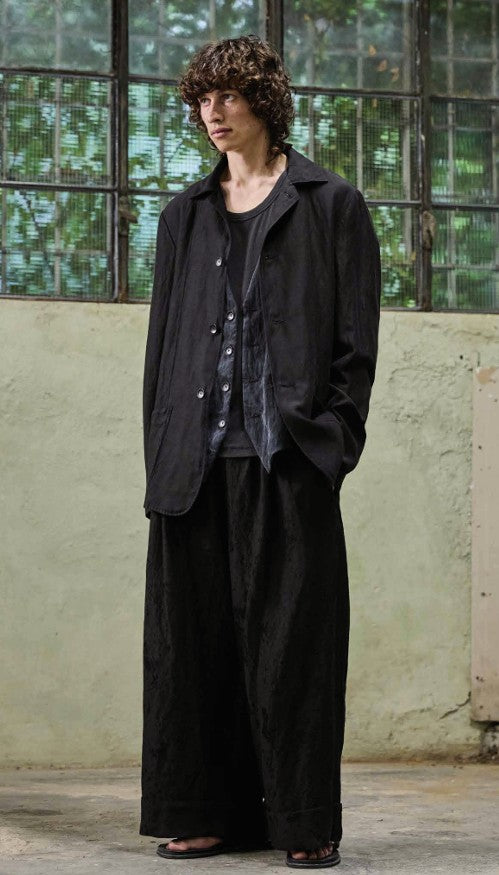 Andrea Ya’aqov Viscose Linen Cropped Wide Trousers Black