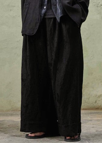 Andrea Ya’aqov Viscose Linen Cropped Wide Trousers Black