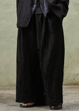 Andrea Ya’aqov Viscose Linen Cropped Wide Trousers Black