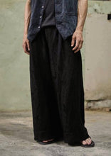 Andrea Ya’aqov Viscose Linen Cropped Wide Trousers Black