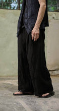 Andrea Ya’aqov Viscose Linen Cropped Wide Trousers Black