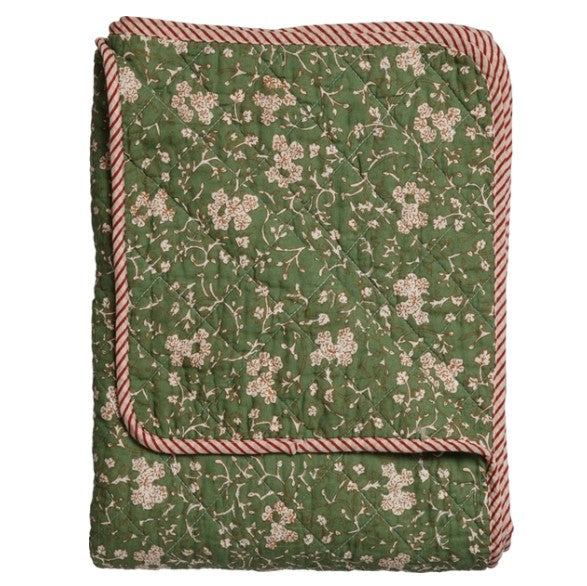 Maitri Quilt Ethnic, small flower-green, 140x220 cm