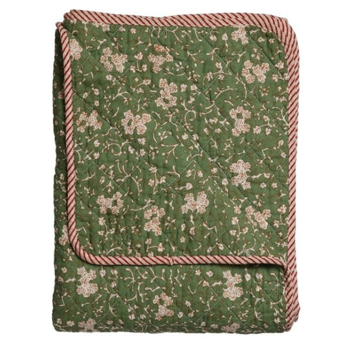 Maitri Quilt Ethnic, small flower-green, 140x220 cm
